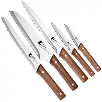 Bergner Q0623 Set de 5 Cuchillos de Acero Inoxidable, Marrón