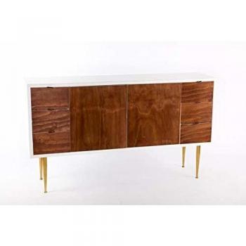 Aparador Natural  Blanco Oro Madera Retro 150 x 40 x 86