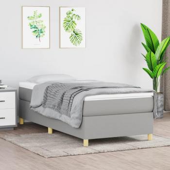 Estructura de cama box spring en tela gris claro 90x190 cm con protector solar