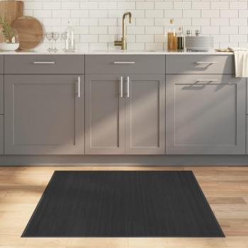 Alfombra de área cuadrada de bambú 100x100 cm en color negro, natural y marrón para sala de estar, dormitorio, habitación y salón