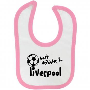 Diseño con texto en inglés Best diseño de en caja de Liverpool senilidad cierre de Velcro babero con cierre de diseño de bebé de color rosa palo contrastado y negro diseño de impresión
