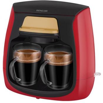Cafetera de Goteo Sencor SCE 2101RD - 0,3 L - 500 W - Incluye 2 Tazas - Color Rojo