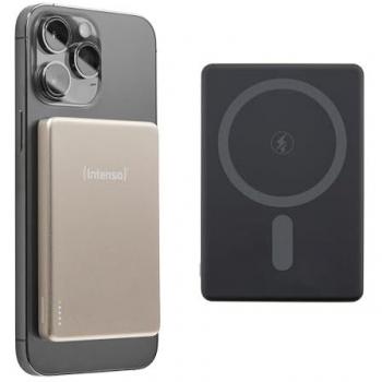 Powerbank Magnético Intenso MW5000 - 5000 mAh, Carga Inalámbrica 15W, USB-C PD 20W, Diseño Delgado y Compacto, Color Champán