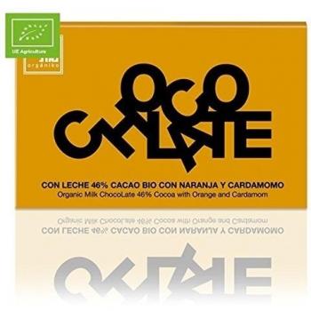 Tableta ChocoLate con Leche con Naranja y Cardamomo 70gr. Chocolate Orgániko. 24un.