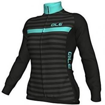 Ale Solid Riviera Maillot Manga Larga, Mujer, Negro/Turquesa, L