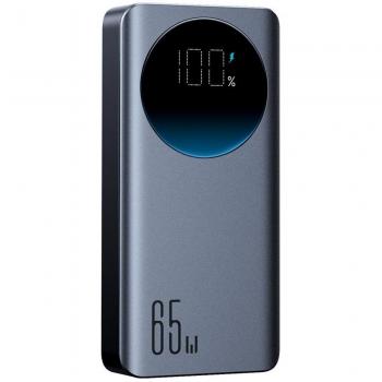 Powerbank Joyroom 65W 20000mAh con pantalla digital, carga rápida PD, cable USB-C a USB-C de 1.20m, color negro (JR-PBF04)