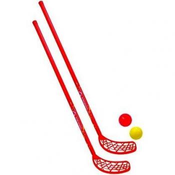 Set de Hockey Divertido Schildkröt, 4 piezas, rojo / amarillo, para 2 personas