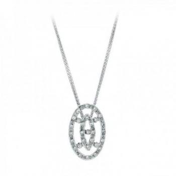 Gargantilla Inmaculada Romero Oro Blanco 18k Mujer Colgante Ovalado 22mm Circonitas Calado