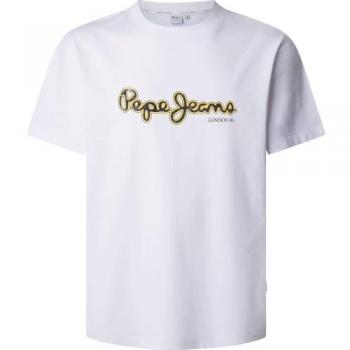 Camiseta de Hombre Pepe Jeans Dorian Manga Corta Blanca con Logo Estampado Tamaño L