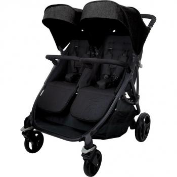 Asalvo - Silla de paseo gemelar doble Bro con burbuja de lluvia, color negro