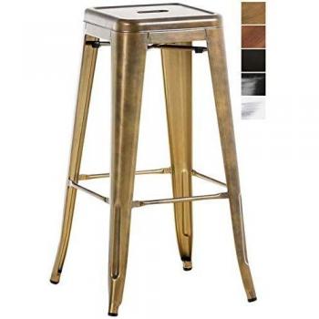 Taburete Metálico Joshua V2 Dorado Apilable Sin Respaldo Diseño Industrial 76 cm
