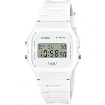 Reloj Digital Casio F-91WB-7AEF de Cuarzo para Mujer y Joven con Correa de Plástico en Color Blanco