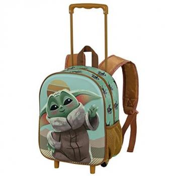 Mochila 3D con Ruedas Pequeña The Mandalorian Say Hi, Azul, 26 x 34 cm, Capacidad 12.5 L