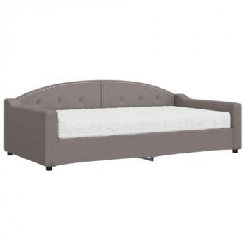 Sofá cama con colchón tela gris taupe 100x200 cm