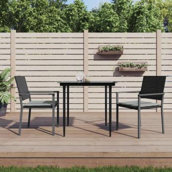 Sillas de jardín con cojines 2 uds ratán sintético negro 54x62,5x89 cm