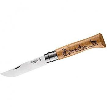 Opinel No. 08 Chamois Folding Knife with Natural Wood Handle and Engravable Option