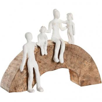 Figura Decorativa DKD Home Decor 28 x 9 x 22 cm Marrón Aluminio Blanco Madera de mango Familia