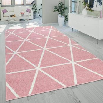 Alfombra Pelo Corto Moderna Motivo Geométrico Rombos Verde 70x140 cm - Paco Home