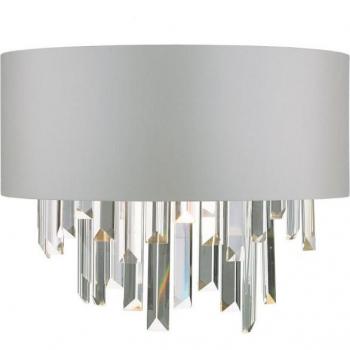 Aplique de diseño Halle Cristal, gris claro, 2 bombillas, 27 cm