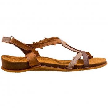 El Naturalista N5815 Panglao Pleasant Honey Mixed Sandalias Planas de Piel con Autocierre para Mujer