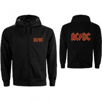 AC/DC Voltage Logo Zipper Hoodie - Black - Size L - 80% Cotton, 20% Polyester, Sweat