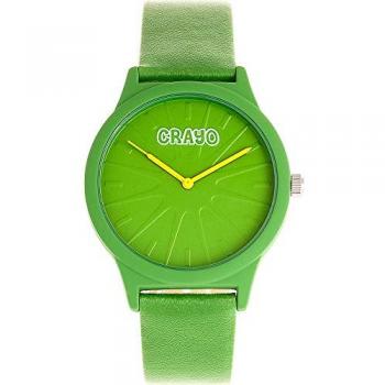 Crayo Splat Unisex Quartz Watch - Green Leather Strap - One Size