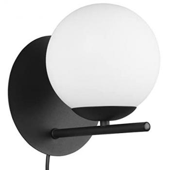 Aplique de Pared Pure Negro con Esfera de Cristal Blanca D.16cm P.21cm E14 sin Leuchtmittel