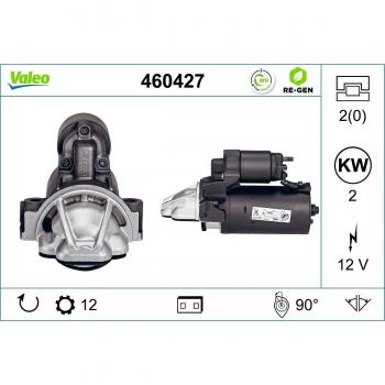 Motor de Arranque Remanufacturado VALEO 460427 Premium 12V para Peugeot, Land Rover, Fiat, Citroën y Ford