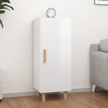 Aparador de madera multicapa blanco pulido 34,5x34x90 cm