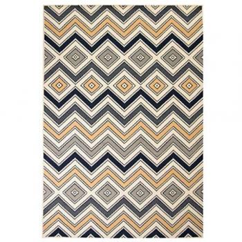 vidaXL Alfombra Moderna Estampado de Zigzag Marrón/Negro/Azul 120x170cm Hogar