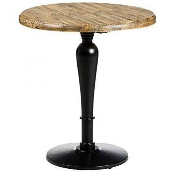 Mesa Redonda de Madera y Metal Industrial Negra de Ø 70x76 cm - LOLAhome