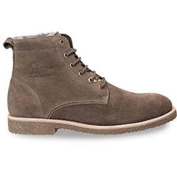 Panama Jack Glasgow Igloo Bota Plana Hombre Gris, Botines de hombre en velour color humo, Talla 45 EU