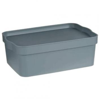 Caja de Almacenaje con Tapa Gris Plástico 6 L (21,5 x 11 x 32 cm) (12 Unidades)