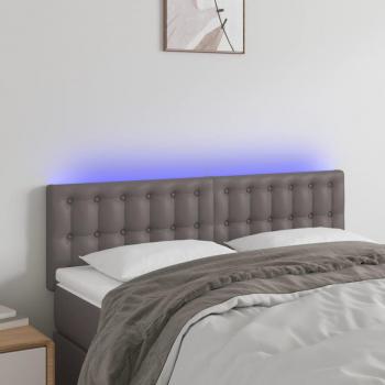 Cabecero con LED de cuero sintético negro 144x5x78/88 cm Vidaxl
