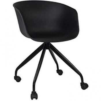 THINIA HOME - Silla de Escritorio Ergonómica New Age, Silla de Oficina, con Ruedas, Giratoria 360º, Acolchada, Tapizada en Tela, con Reposabrazos, Diseño Moderno, Color Negro