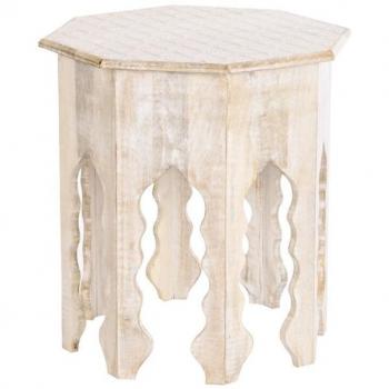 Mesa auxiliar DKD Home Decor 49 x 49 x 53,5 cm Marrón Blanco Madera de mango