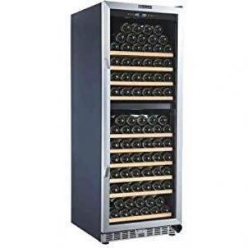 La Sommeliere Mz2v135 - Botellero de envejecimiento doble zona, 135 botellas, 1 puerta de cristal, 9 clayetas correderas de madera