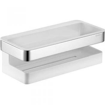 Cesta de ducha Keuco Moll 2 piezas cromado/blanco con inserto plástico extraíble, 24 x 11 x 8 cm