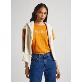 Camiseta Logo Estampado Pepe Jeans Mujer Vio Mostaza 2
