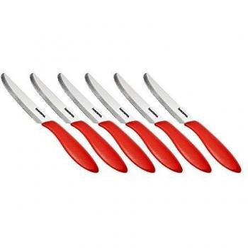 Set de 6 cuchillos de mesa PRESTO 12 cm acero inoxidable rojo