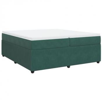 Cama Box Spring con colchón de terciopelo verde oscuro 200x200 cm