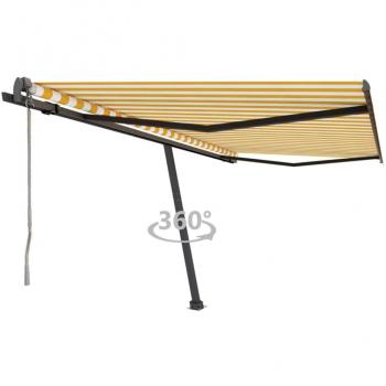 Toldo de pie automático 450x300 cm amarillo y blanco