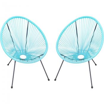 Pack de 2 Sillas Acapulco Outsunny Turquesa 87X73x77 Cm