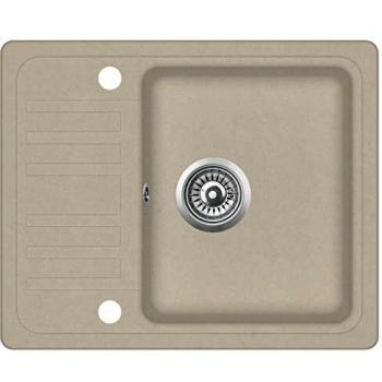 vidaXL Fregadero de Cocina de Granito con un Seno Lavabo Cocina Fontanería Piezas de Fontanería y Bricolaje Resistente Pileta Escurreplatos Beige