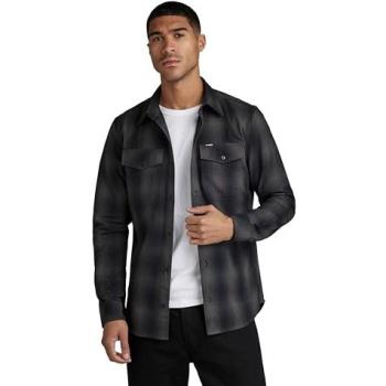 G-Star Raw Men's Marine Slim Fit Long Sleeve Shirt - Dark Black Vanderbilt Check, Size S