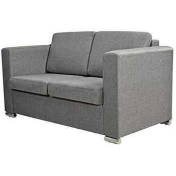 vidaXL Sofá 2Plazas Tela Gris Claro Silla Sillón Asiento Acolchado Hogar Oficina