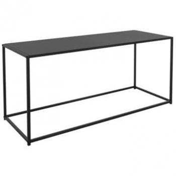 Mesa de Centro Salón Negra Rectangular 110x40x50,5 cm Diseño Industrial Metal Auxiliar Consola Sofá