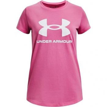 Camiseta de niña Under Armour Sportsyle Logo, tipo: camiseta de manga corta, características: diseño moderno, logo estampado, tejido transpirable y ligero, ideal para actividades deportivas y uso diario
