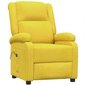 Sillón reclinable eléctrico de tela amarillo vidaXL con respaldo y reposapiés ajustables, ideal para ancianos y como silla de descanso para salón