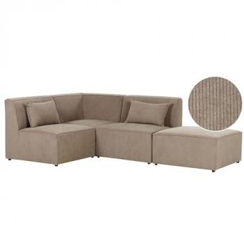 Sofá Modular de Esquina Derecha Taupe de Pana con Reposapiés - 3 Plazas Lemvig